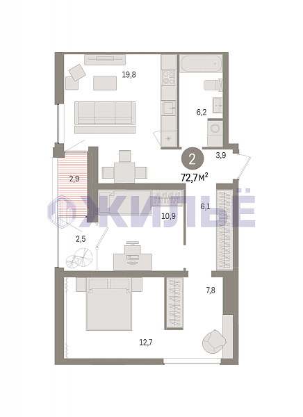 фото 2-к квартира в Новин, 72 кв.м., Северный жилой, Игоря Киртбая, стр. 5